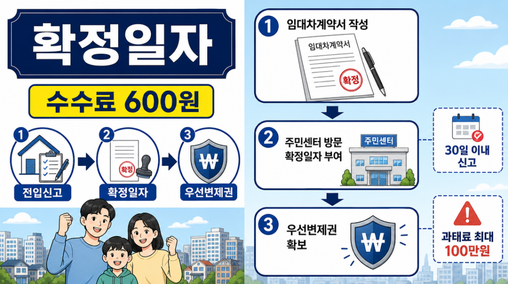 확정일자 받는법 절차와 임대차 신고제 핵심 정보 인포그래픽