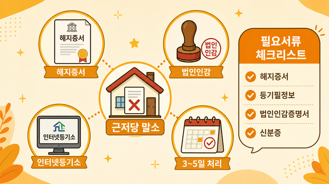 근저당 말소 등기 필요 서류 체크리스트 일러스트