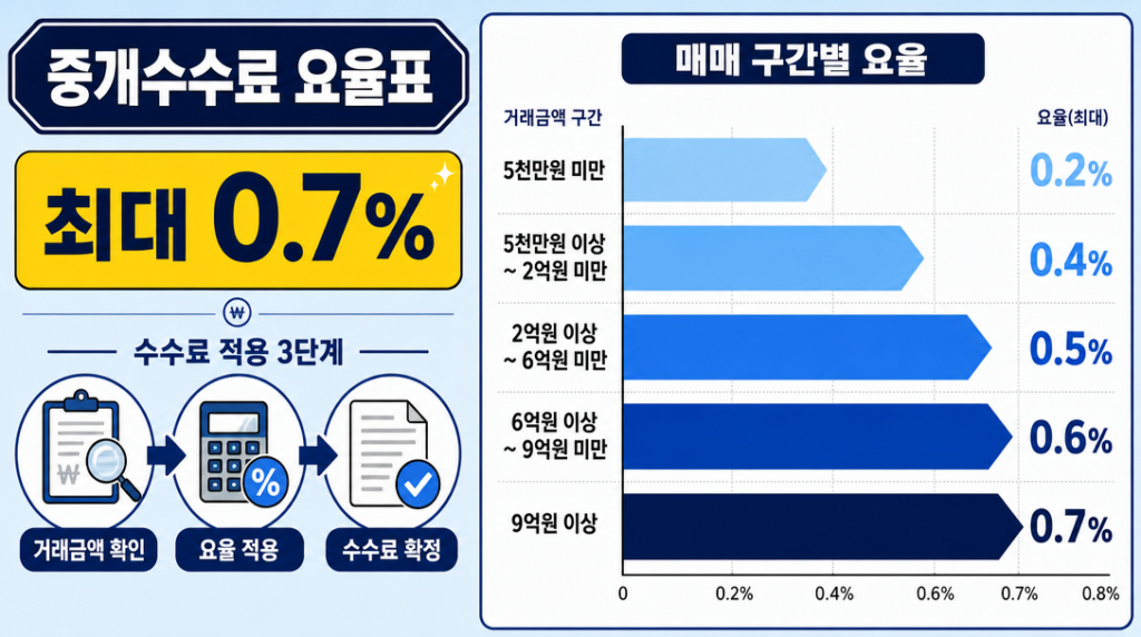 중개수수료 계산 방법과 매매·전세·월세 요율표 인포그래픽