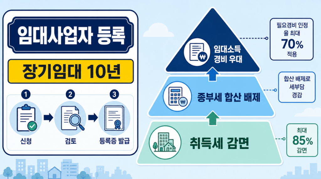 임대사업자 등록 신청 방법과 세제 혜택 인포그래픽