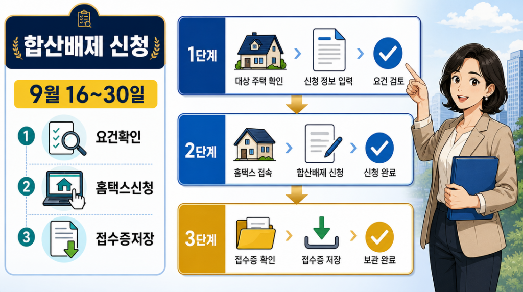 종합부동산세 합산배제 신청 대상과 절차를 설명하는 인포그래픽