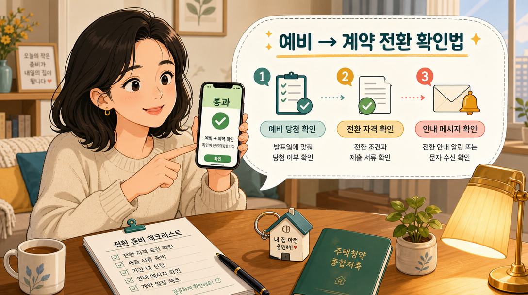 예비입주자 선정 후 계약 전환 확인 방법 일러스트