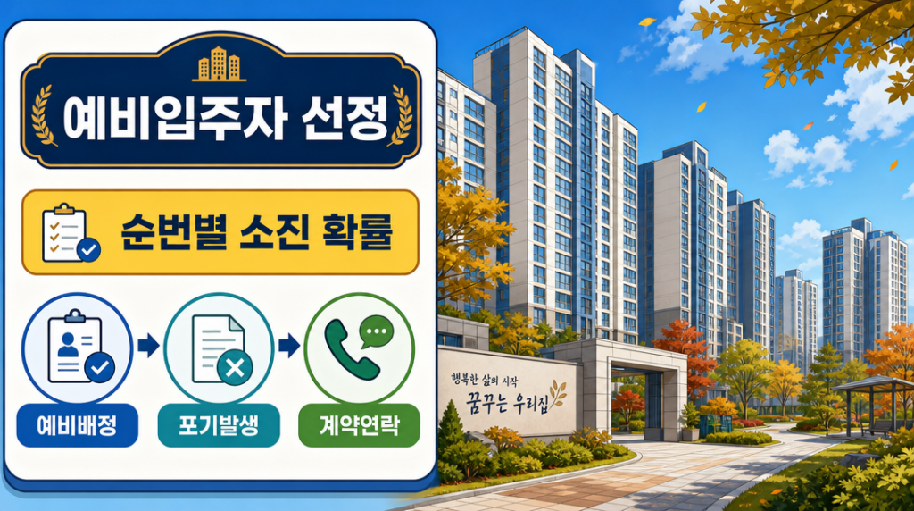 청약 예비입주자 선정 기준과 순번 소진 확률 안내 인포그래픽