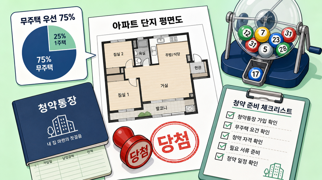 청약 추첨제 무주택자 우선 배정 구조와 신청 전략 일러스트