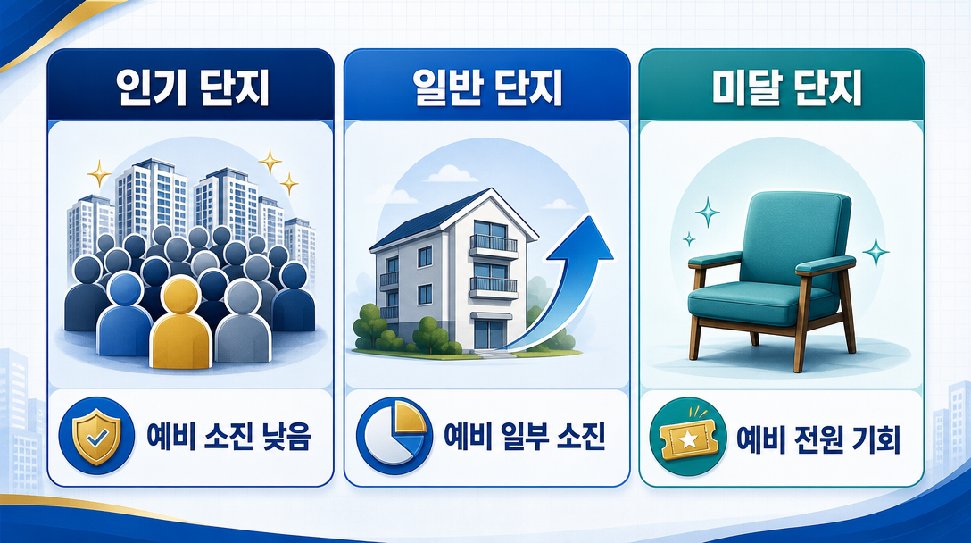 예비입주자 선정 비율과 단지 유형별 배정 구조 인포그래픽