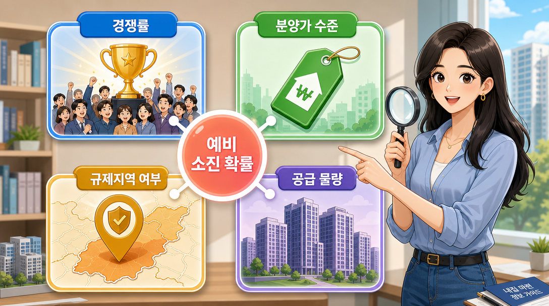 예비 순번 소진 확률에 영향을 주는 4가지 요인 인포그래픽