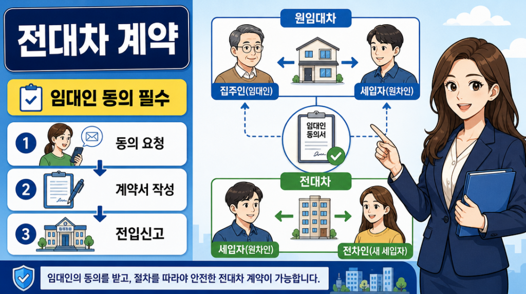 전대차 계약 허용 조건과 임대인 동의 절차 인포그래픽