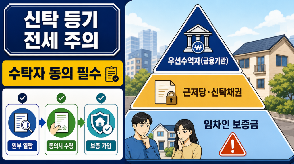 신탁 등기 부동산 전세 계약 임차인 주의사항 인포그래픽