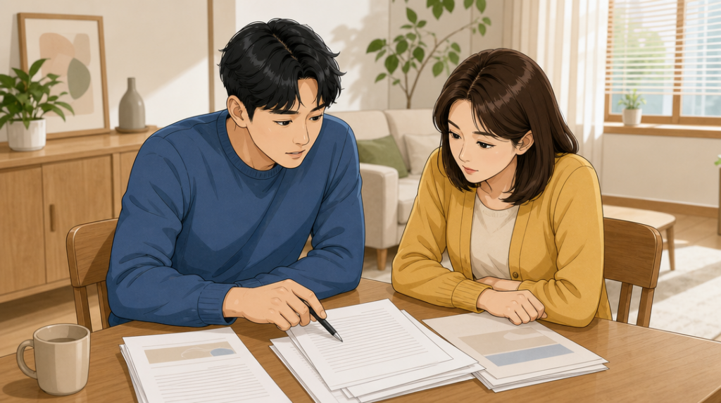 전세보증금 반환보증 — 서류 확인 장면 그림
