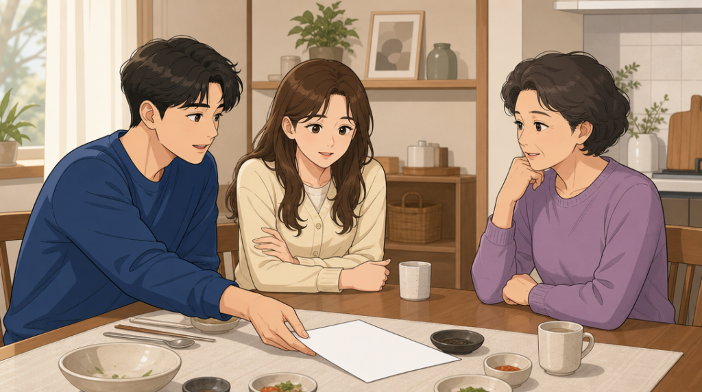 취득세 감면 조건 — 가족 상의 장면 그림