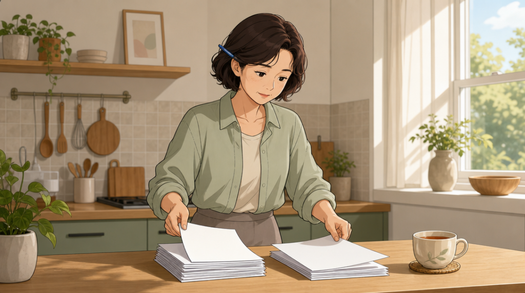 근저당 말소 등기 — 서류 확인 장면 그림
