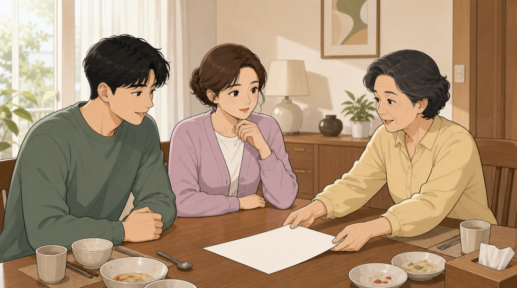 확정일자 받는법 — 가족 상의 장면 그림