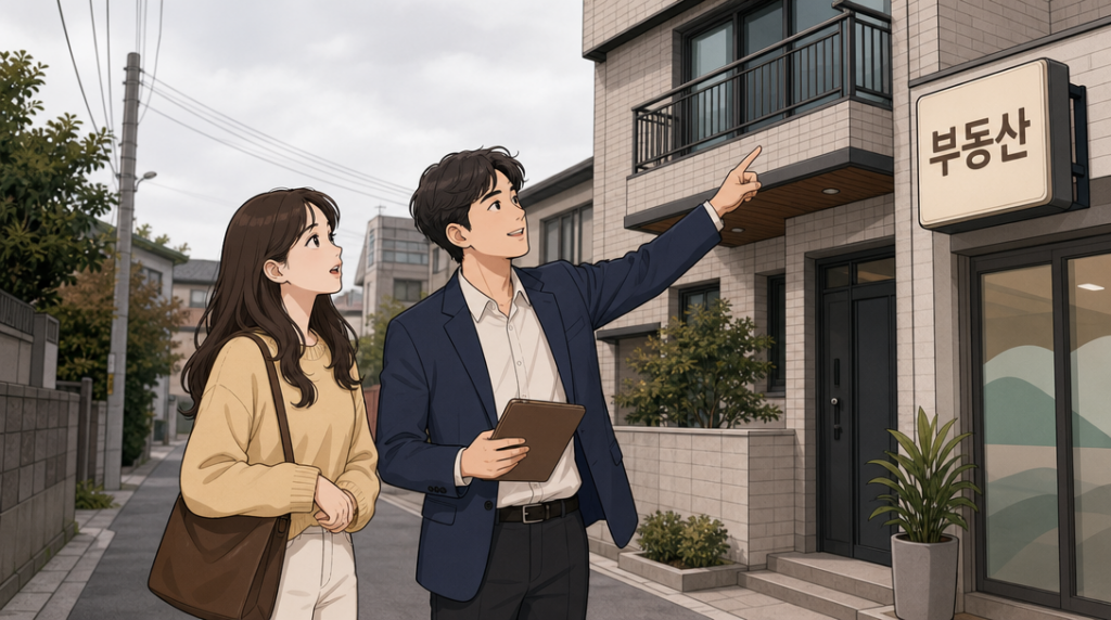 무순위 청약 — 집 보러 가기 장면 그림