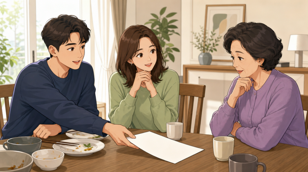 양도소득세 비과세 — 가족 상의 장면 그림