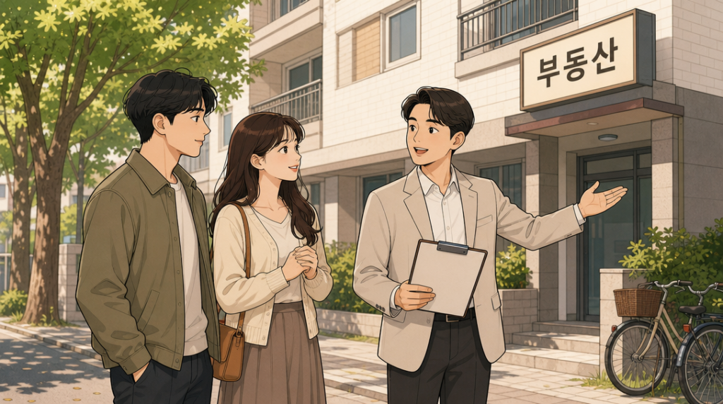임차인 보호 장치 — 집 보러 가기 장면 그림