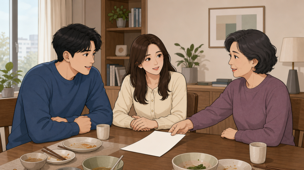 취득세 계산 — 가족 상의 장면 그림