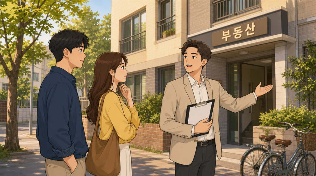 임대차 분쟁 조정 — 집 보러 가기 장면 그림