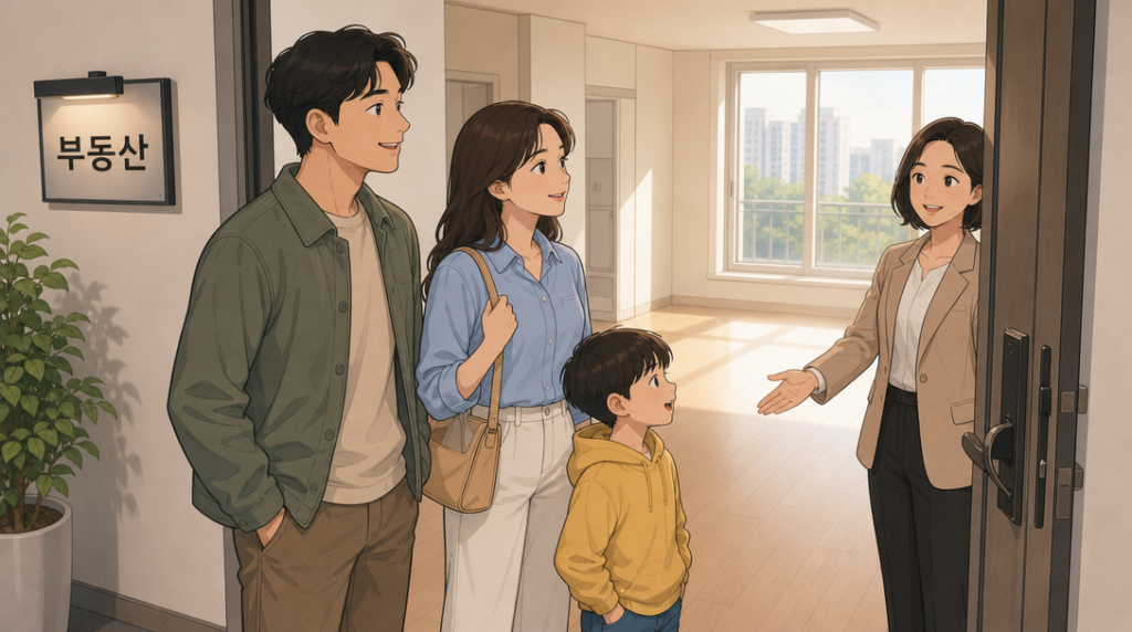 보증금 반환 절차 — 집 보러 가기 장면 그림