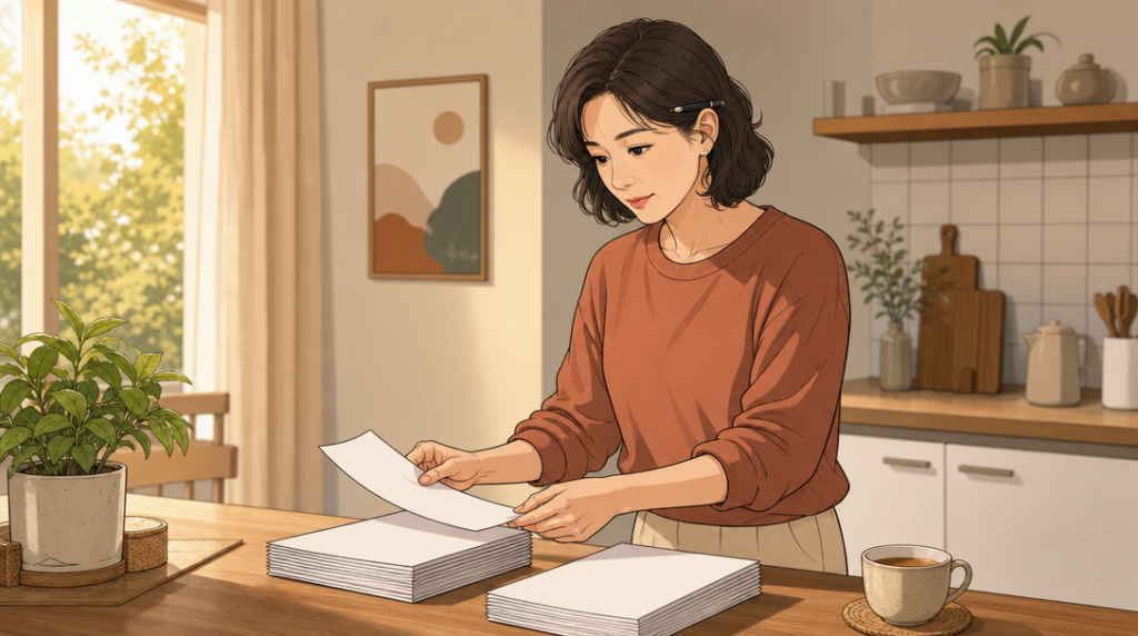 임대사업자 등록 — 서류 확인 장면 그림
