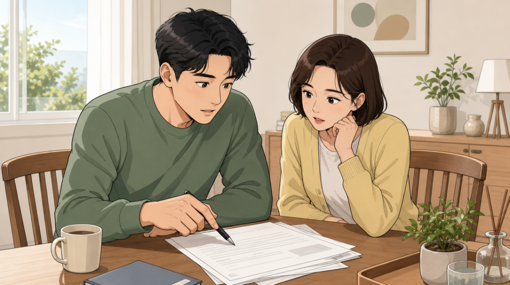 임차권등기명령 — 서류 확인 장면 그림