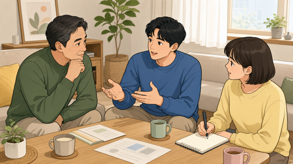 취득세 중과 — 가족 상의 장면 그림