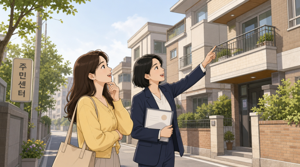 전대차 계약 — 집 보러 가기 장면 그림