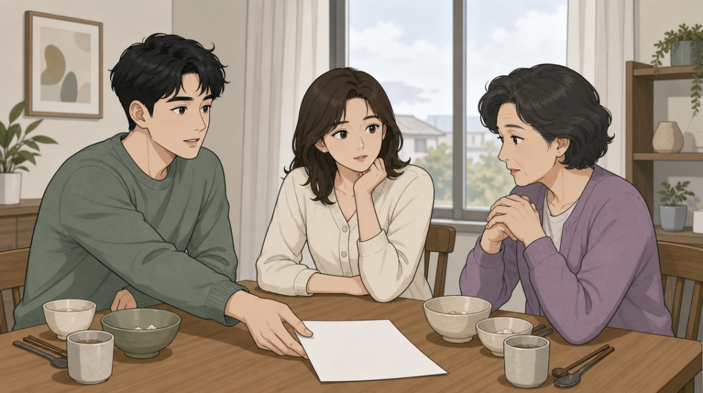 임대소득 신고 안 하면 가산세 얼마나 나올까? 과세 기준부터 절차까지 — 가족 상의 장면 그림