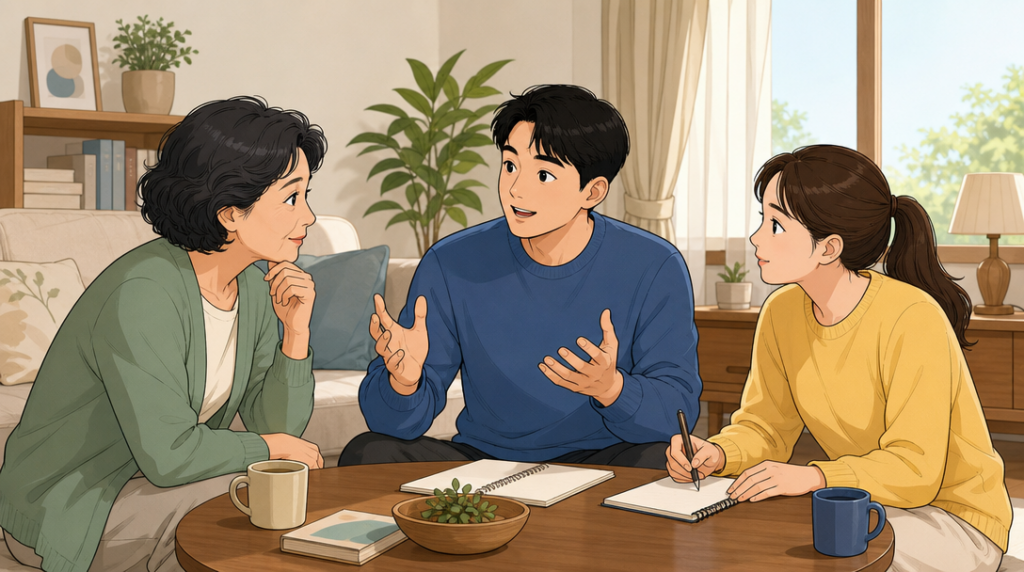 종부세 합산배제 신청 — 가족 상의 장면 그림