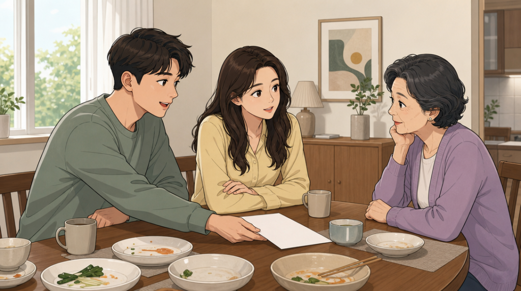 청약 당첨 포기하면 재청약 제한 — 가족 상의 장면 그림