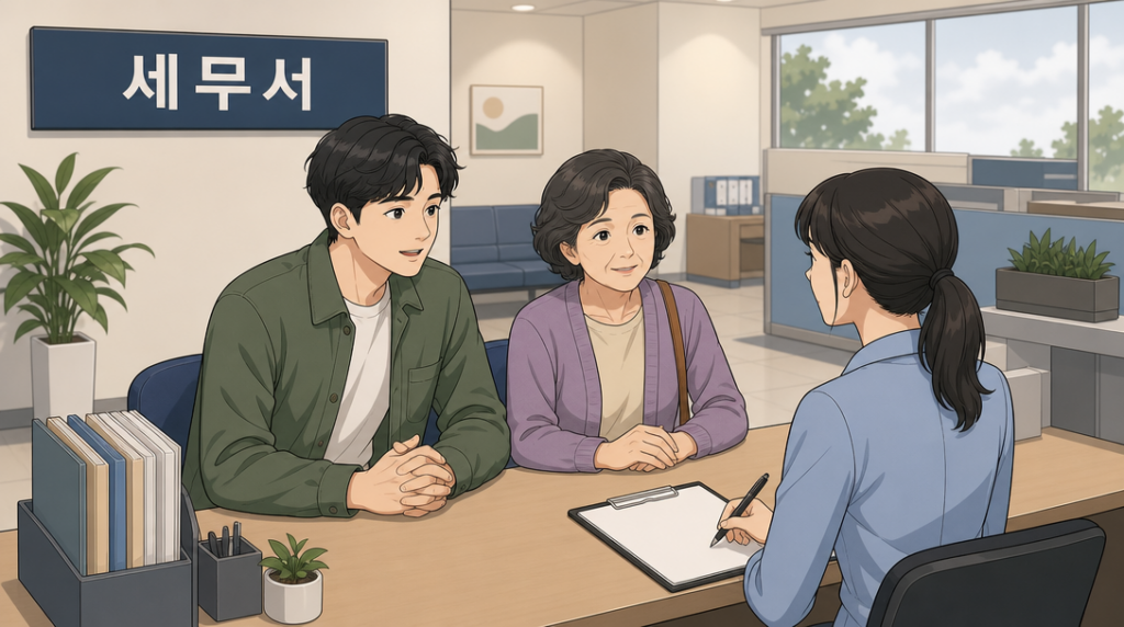 다주택자 양도세 중과 세율 기준과 계산 방법 — 창구 상담 장면 그림