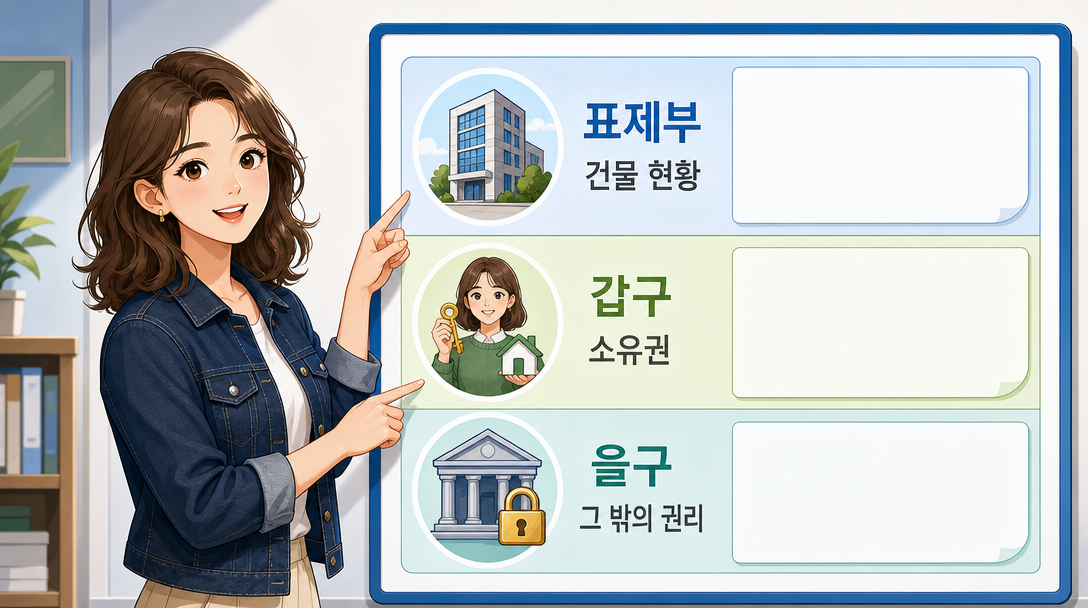 등기부등본 권리 위험은 표제부, 갑구, 을구를 나눠서 봅니다