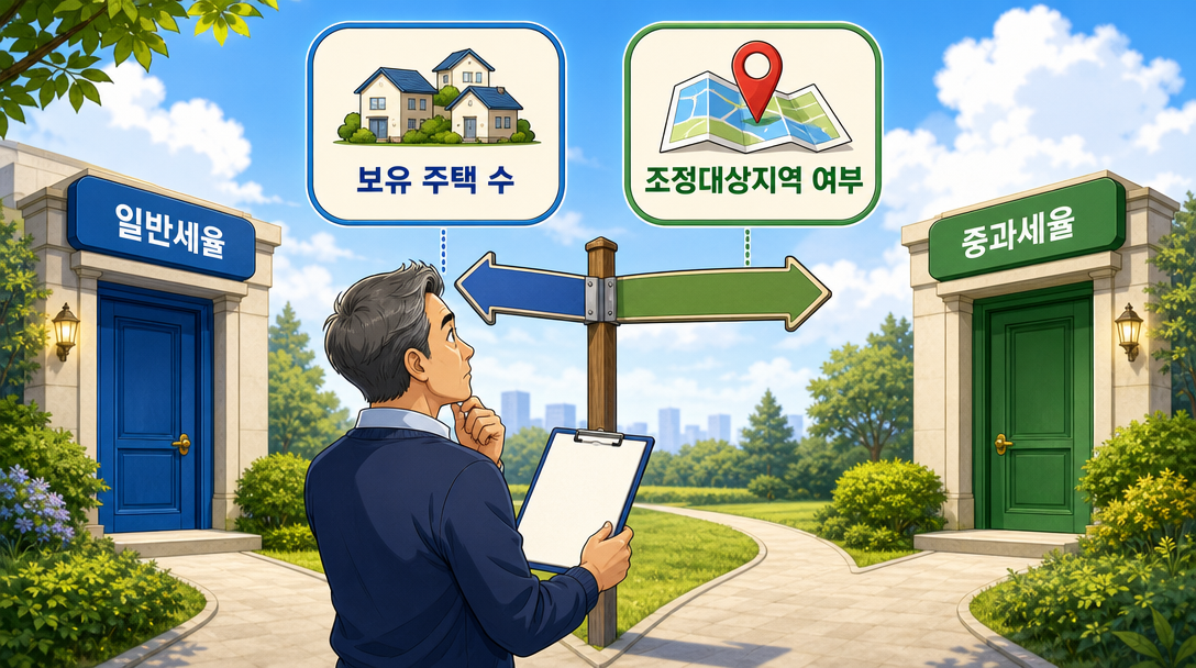 취득세 중과 세율은 보유 주택 수와 조정대상지역 여부가 함께 정합니다