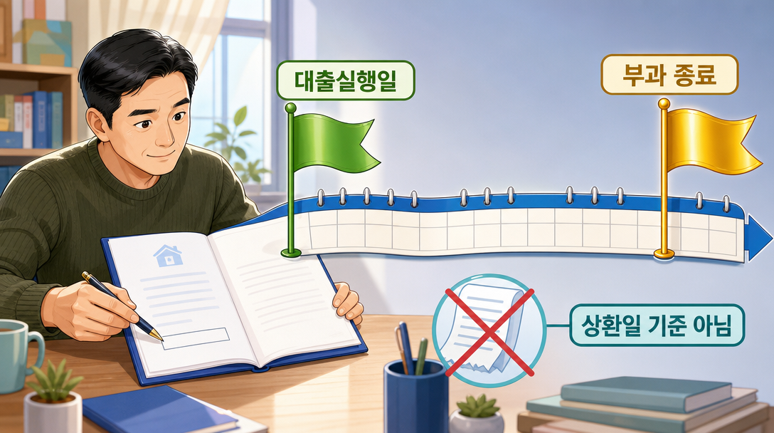 중도상환수수료 부과기간은 갚는 날이 아니라 약정서의 대출실행일부터 셉니다